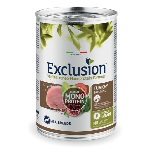 EXCLUSION MEDITERRANEO MONOPROTEIN ADULT ALL BREED CON TACCHINO 