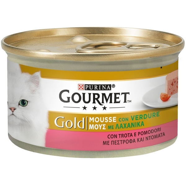 GOURMET GOLD MOUSSE CON VERDURE, CON TROTA E POMODORI 