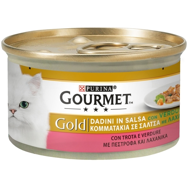 GOURMET GOLD DADINI IN SALSA CON VERDURE, CON TROTA E VERDURE 