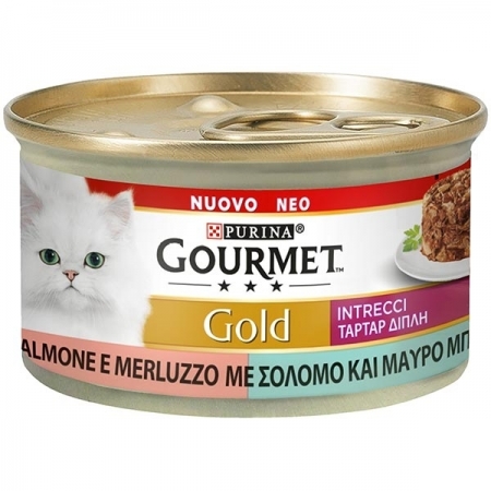 GOURMET GOLD INTRECCI DI GUSTO SALMONE E MERLUZZO Gatti