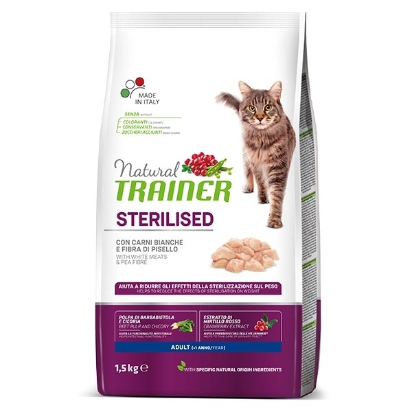 TRAINER NATURAL ADULT STERILISED CON CARNI BIANCHE FRESCHE TACCHINO