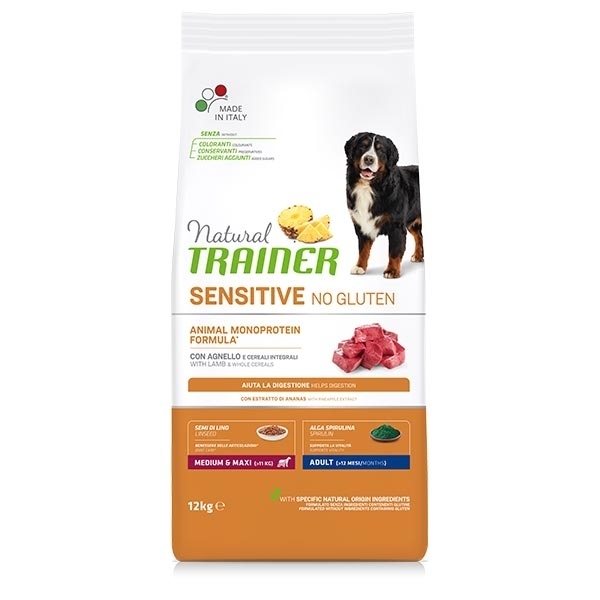 NATURAL SENSITIVE NO GLUTEN MEDIUM & MAXI ADULT CON AGNELLO 