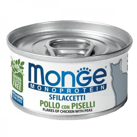 MONGE MONOPROTEICO SFILACCETTI POLLO CON PISELLI Gatti