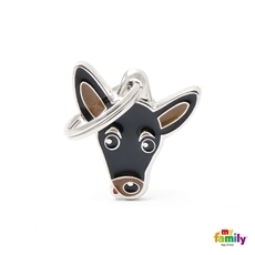 MEDAGLIETTA CANE PINSCHER NERO FOCATO 