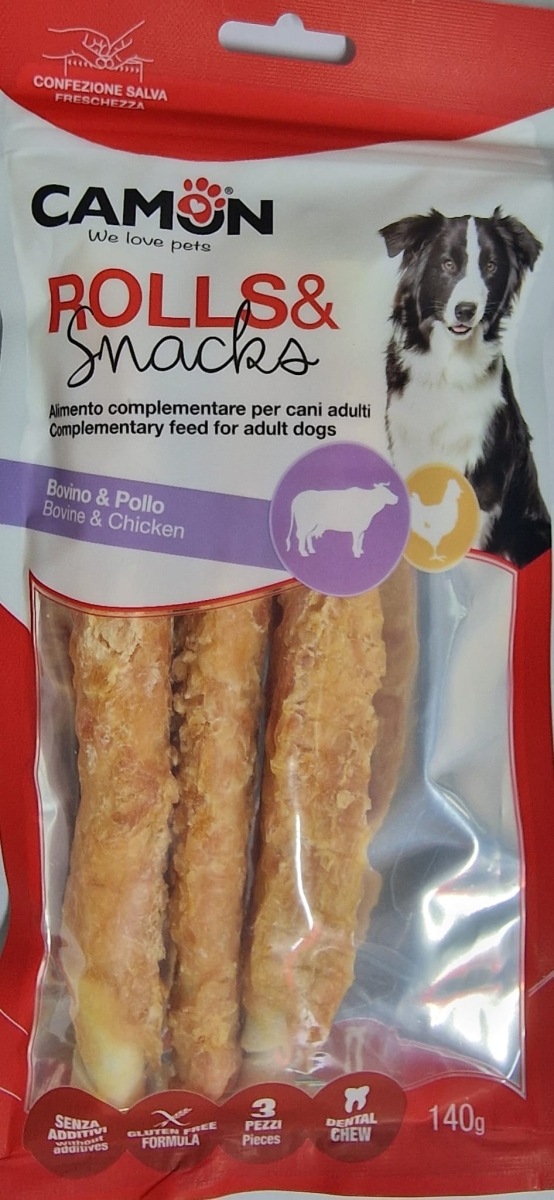 CAMON ROLLS&SNACHS  CON POLLO 3 PZ CM 17 