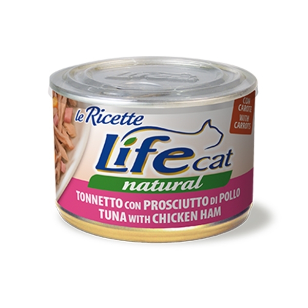 LIFE CAT LE RICETTE TONNETTO CON PROSCIUTTO DI POLLO E CAROTE 