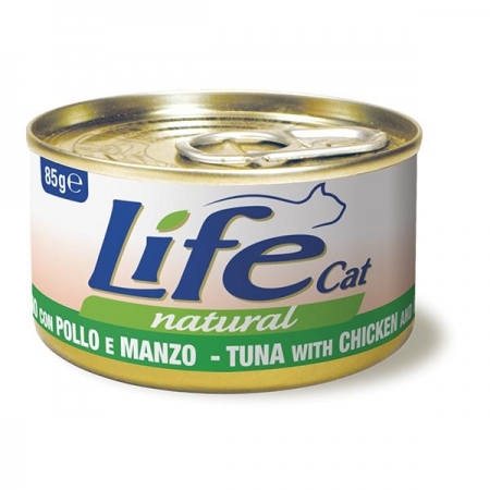 LIFE CAT NATURAL TONNO CON POLLO E MANZO Gatti