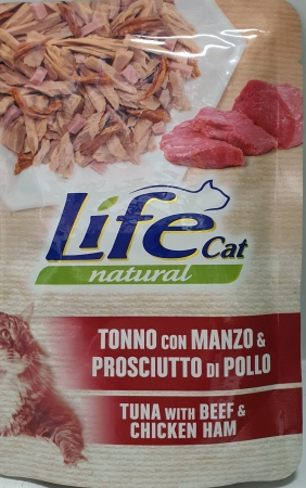 LIFE CAT NATURAL TONNO, MANZO E PROSCIUTTO DI POLLO Gatti