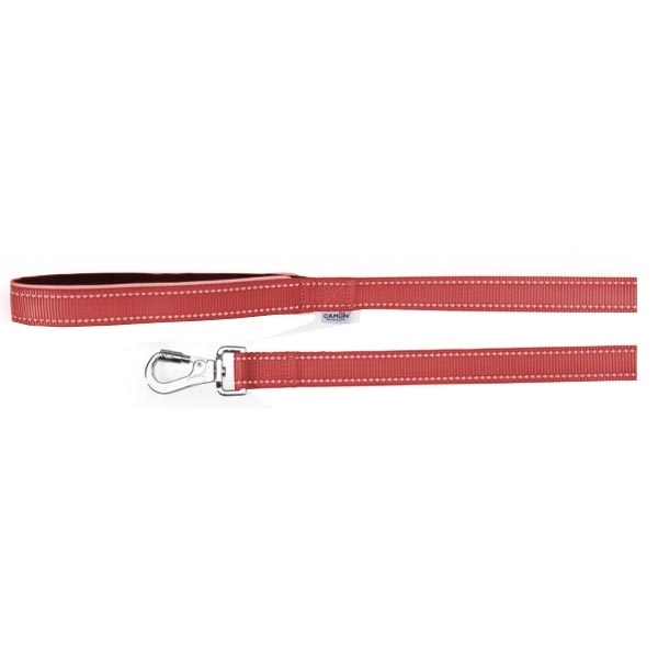 CAMON GUINZAGLIO CON MANIGLIA IN NEOPRENE E CUCITURE REFLEX ROSSO 